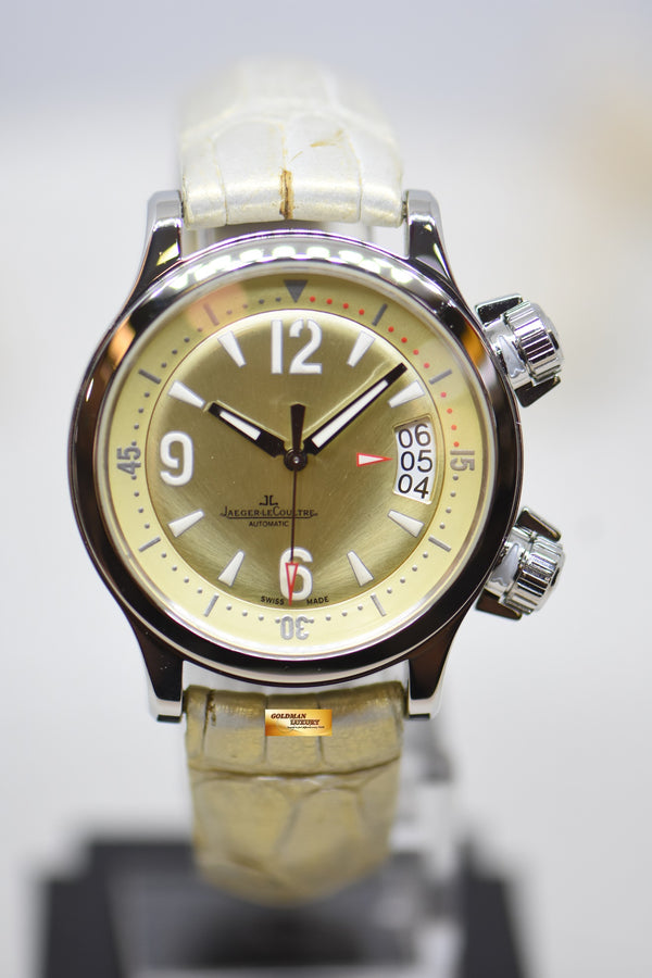 JLC MASTER COMPRESSOR 37mm YELLOW DIAL STEEL IN LEATHER STRAP AUTOMATIC Q1728460 (MINT)