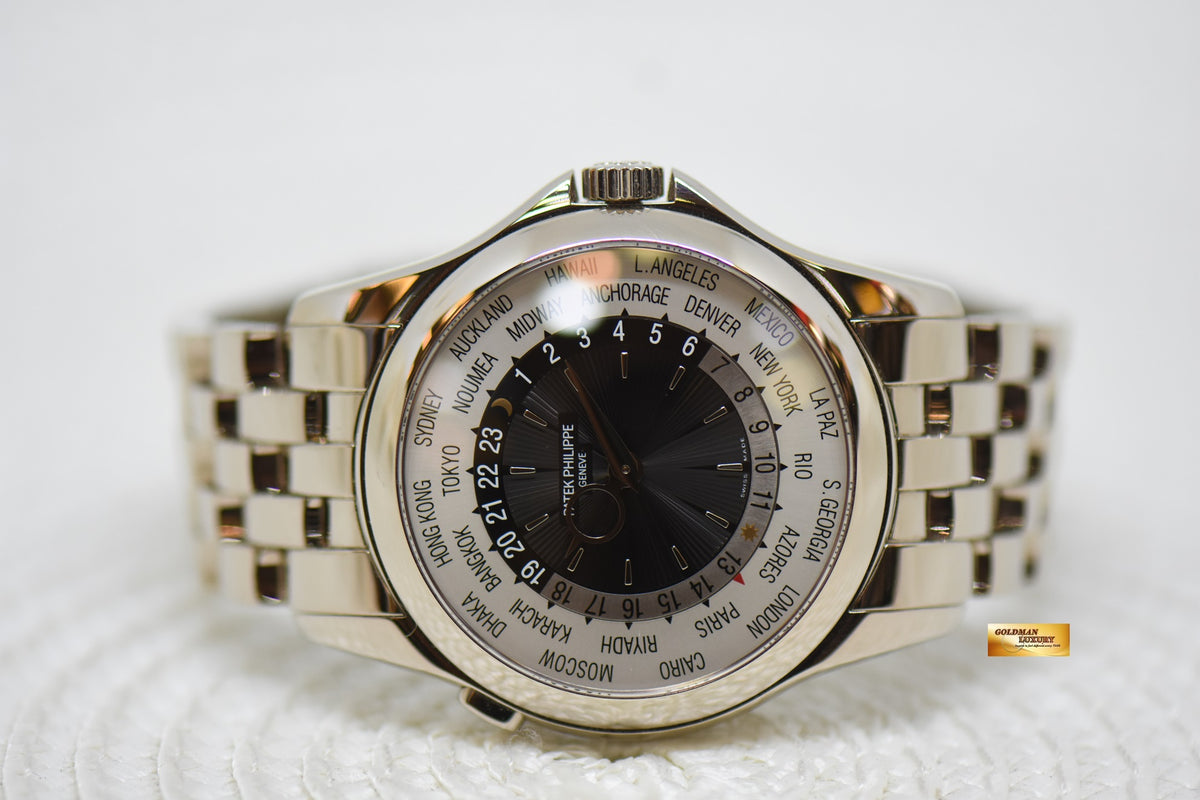 [SOLD] PATEK PHILIPPE WORLD TIME WHITE GOLD IN BRACELET 39mm MEN’S AUTOMATIC 5130G (UNPOLISHED MINT)