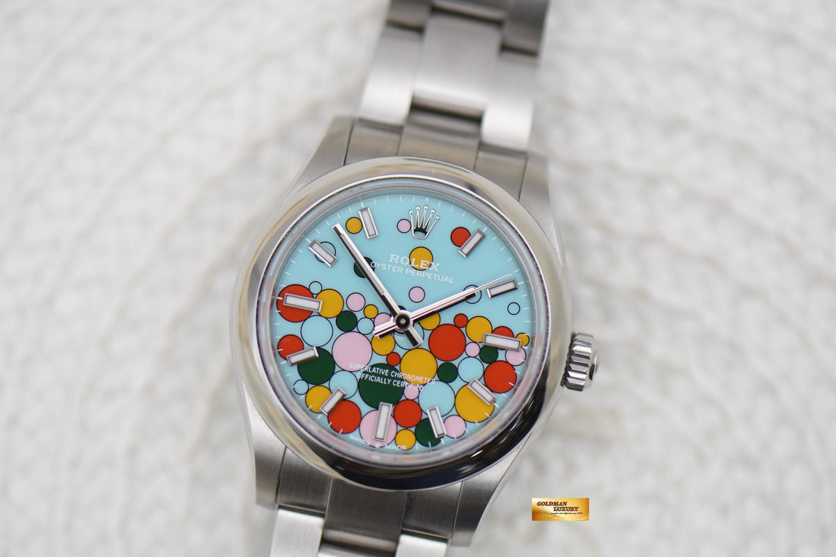 [SOLD] ROLEX OYSTER PERPETUAL 31mm STEEL IN OYSTER BRACELET CELEBRATION DIAL 277200 (LNIB)
