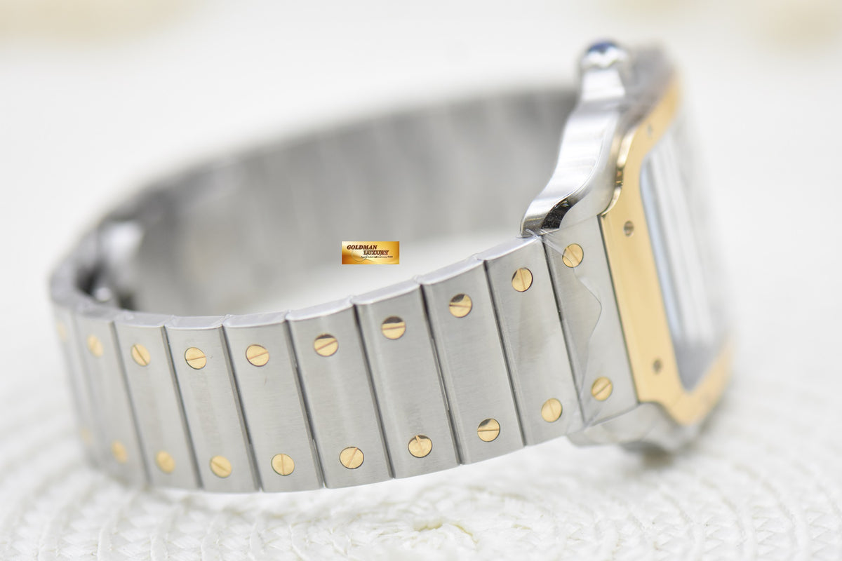 [SOLD] SANTOS De CARTIER LARGE HALF-GOLD IN BRACELET & LEATHER STRAP MENS AUTOMATIC W2SA0009 (LNIB)
