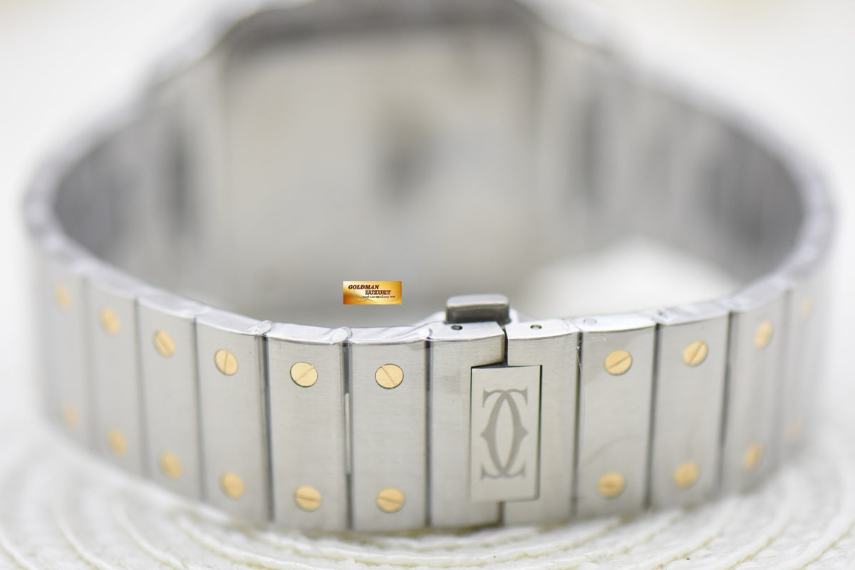[SOLD] SANTOS De CARTIER LARGE HALF-GOLD IN BRACELET & LEATHER STRAP MENS AUTOMATIC W2SA0009 (LNIB)