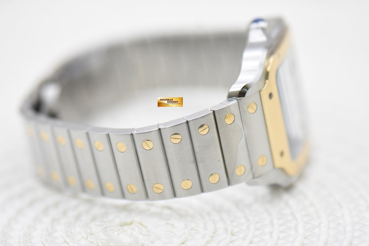 [SOLD] SANTOS De CARTIER MIDSIZE HALF-GOLD IN BRACELET & LEATHER STRAP LADIES AUTOMATIC W2SA0016 (LNIB)