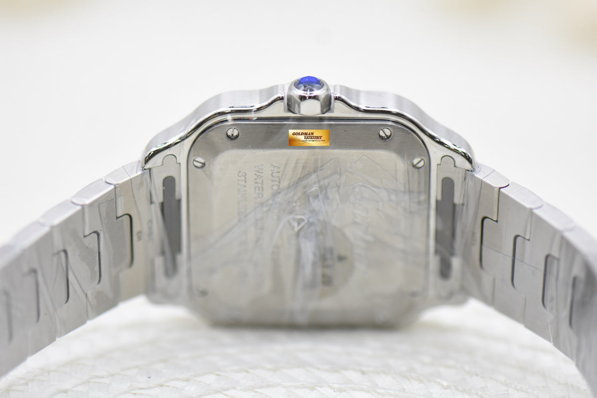 [SOLD] SANTOS De CARTIER MIDSIZE HALF-GOLD IN BRACELET & LEATHER STRAP LADIES AUTOMATIC W2SA0016 (LNIB)