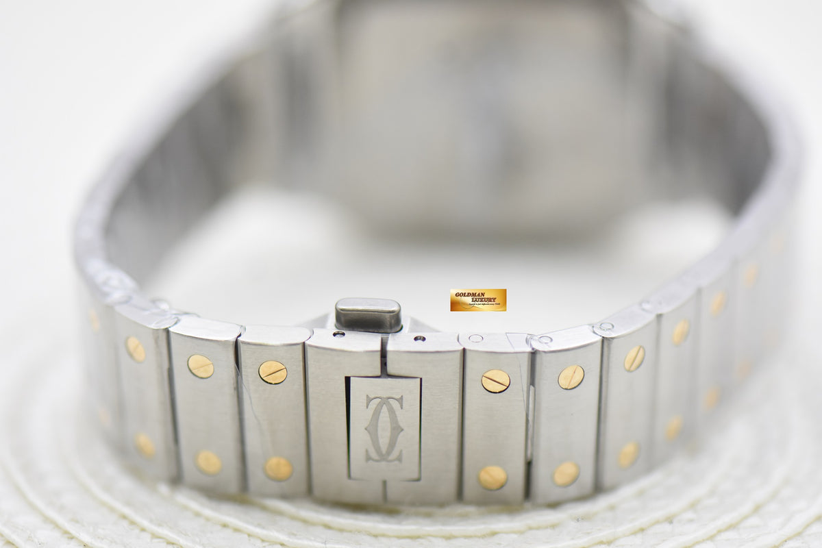 [SOLD] SANTOS De CARTIER MIDSIZE HALF-GOLD IN BRACELET & LEATHER STRAP LADIES AUTOMATIC W2SA0016 (LNIB)
