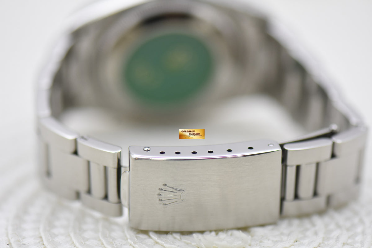 [SOLD] ROLEX OYSTER DATE 34mm STEEL IN BRACELET ENGINE-TURN BEZEL BLACK DIAL 15210 (QUICKSET-DATE) (MINT)