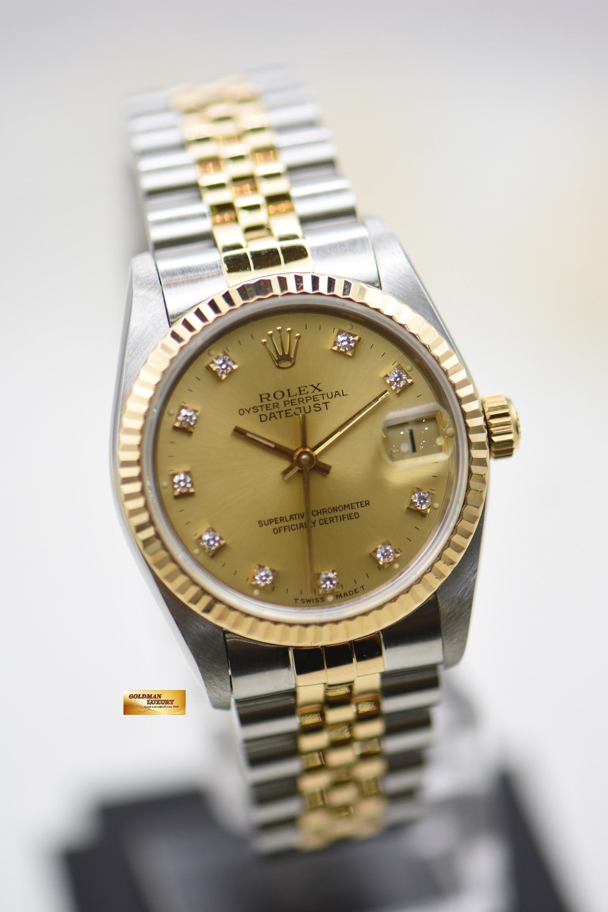 [SOLD] ROLEX OYSTER DATEJUST 31mm HALF-GOLD IN JUBILEE BRACELET DIAMOND GOLD DIAL 68273 (MINT)