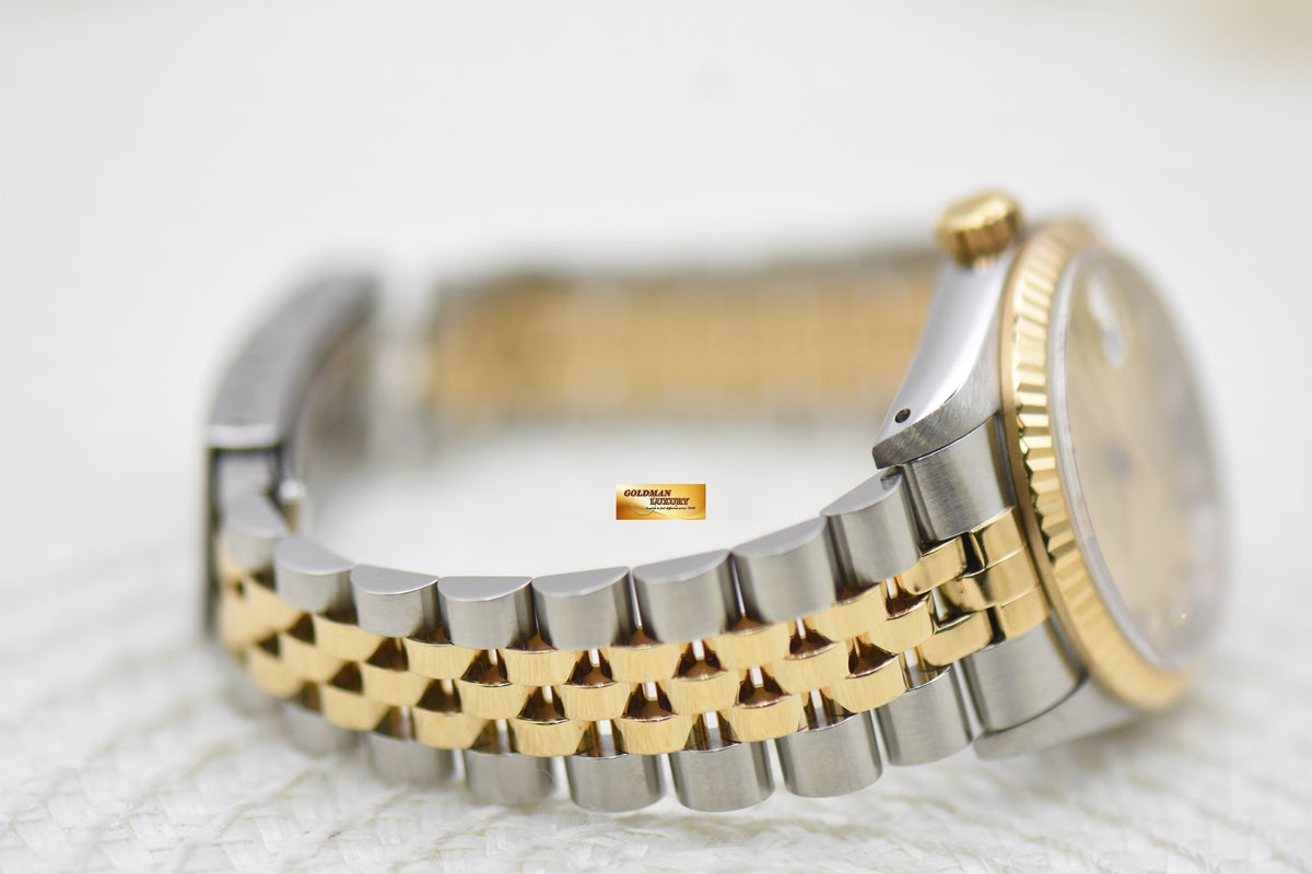 [SOLD] ROLEX OYSTER DATEJUST 31mm HALF-GOLD IN JUBILEE BRACELET DIAMOND GOLD DIAL 68273 (MINT)