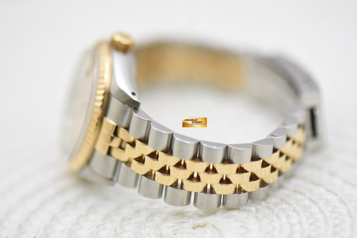 [SOLD] ROLEX OYSTER DATEJUST 31mm HALF-GOLD IN JUBILEE BRACELET DIAMOND GOLD DIAL 68273 (MINT)