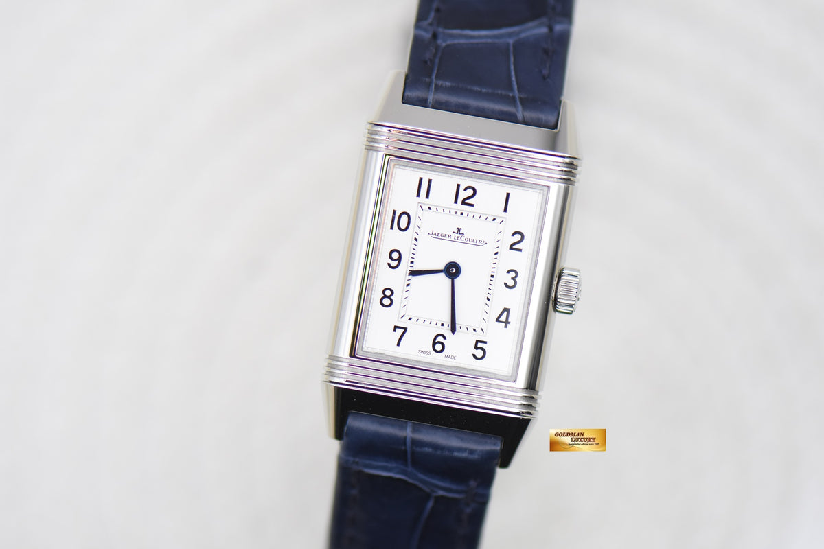 [SOLD] JLC REVERSO MONOFACE LADIES STEEL IN LEATHER QUARTZ Q2618540 (NEW-UNWORN)