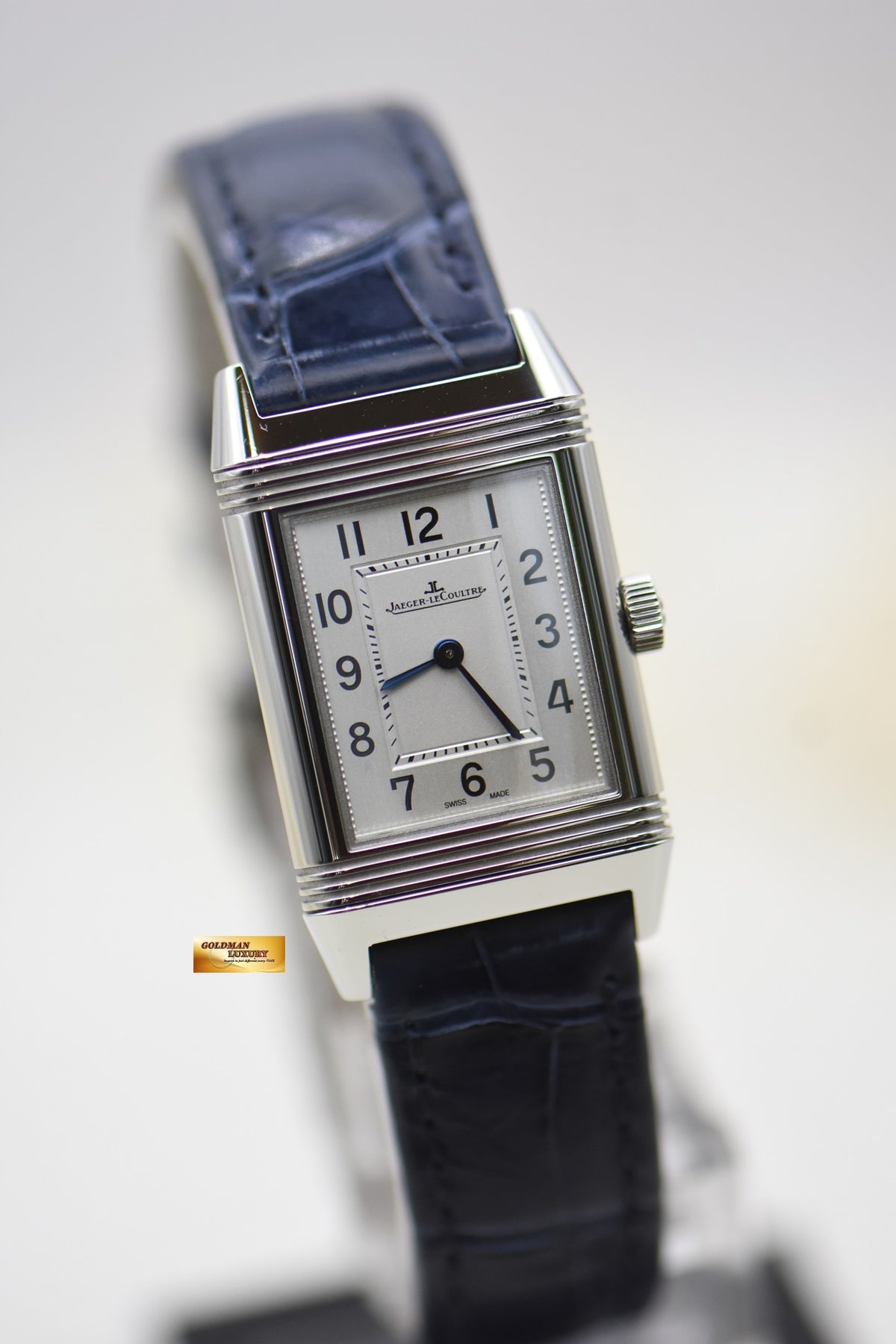 [SOLD] JLC REVERSO MONOFACE LADIES STEEL IN LEATHER QUARTZ Q2618540 (NEW-UNWORN)