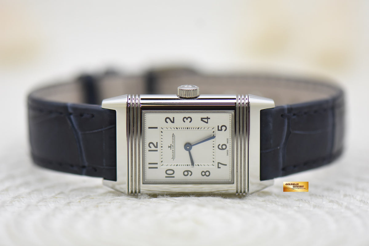 [SOLD] JLC REVERSO MONOFACE LADIES STEEL IN LEATHER QUARTZ Q2618540 (NEW-UNWORN)