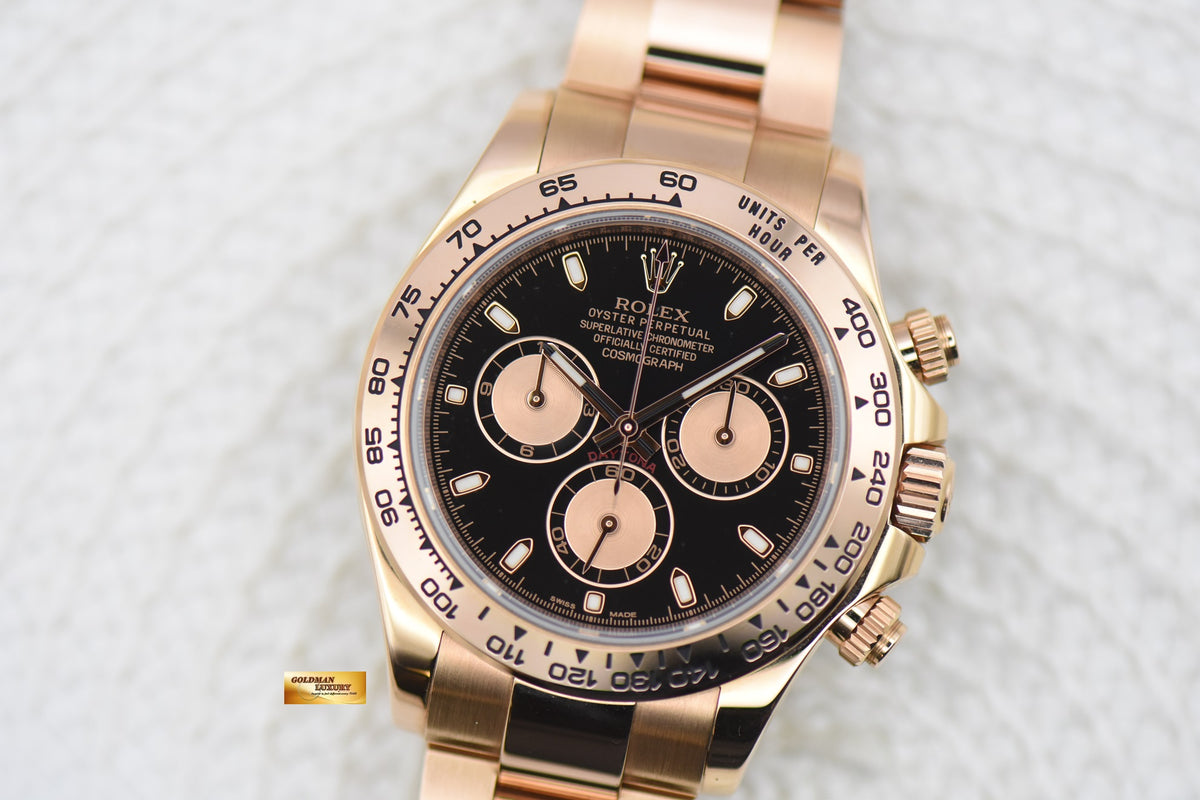 [SOLD] ROLEX OYSTER PERPETUAL DAYTONA EVEROSE GOLD IN BRACELET BLACK DIAL 116505 (LNIB-UNPOLISHED)