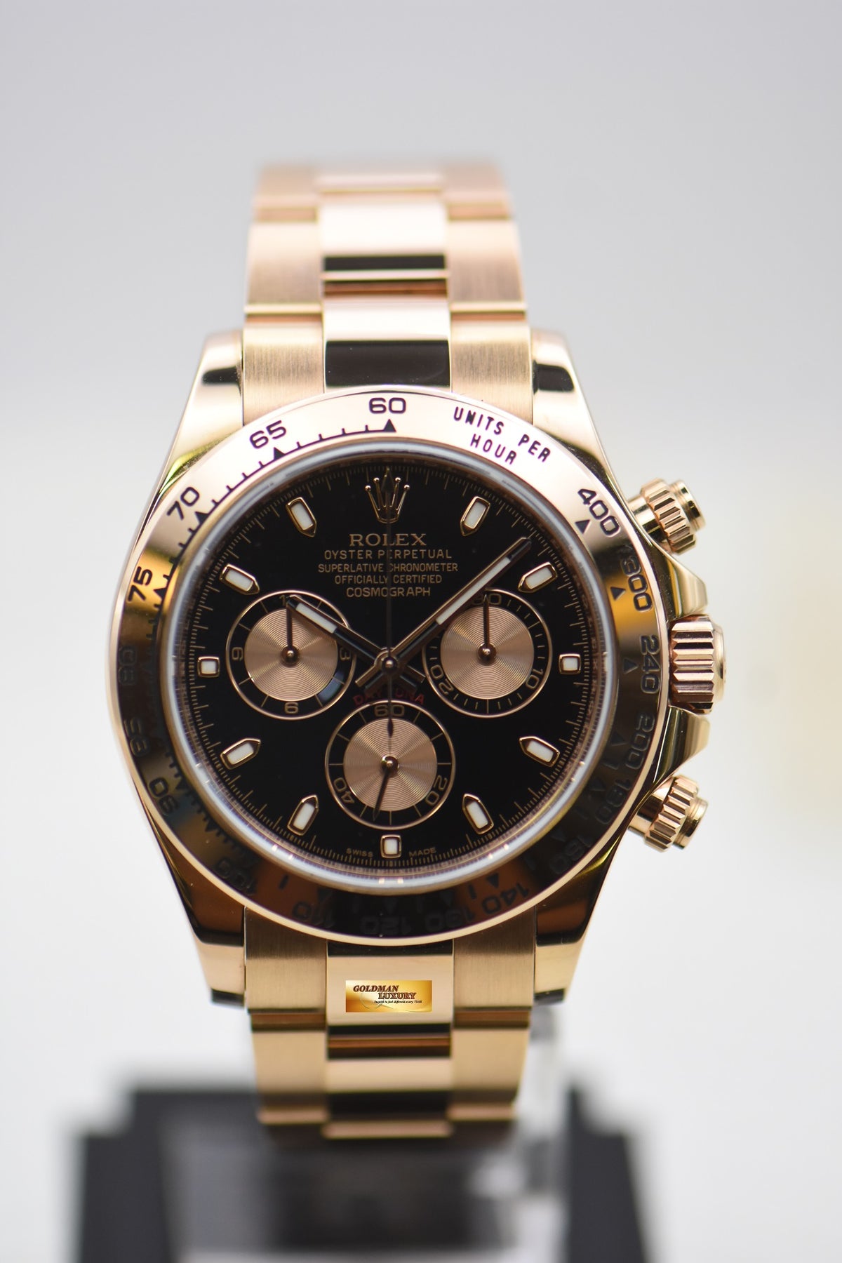 [SOLD] ROLEX OYSTER PERPETUAL DAYTONA EVEROSE GOLD IN BRACELET BLACK DIAL 116505 (LNIB-UNPOLISHED)