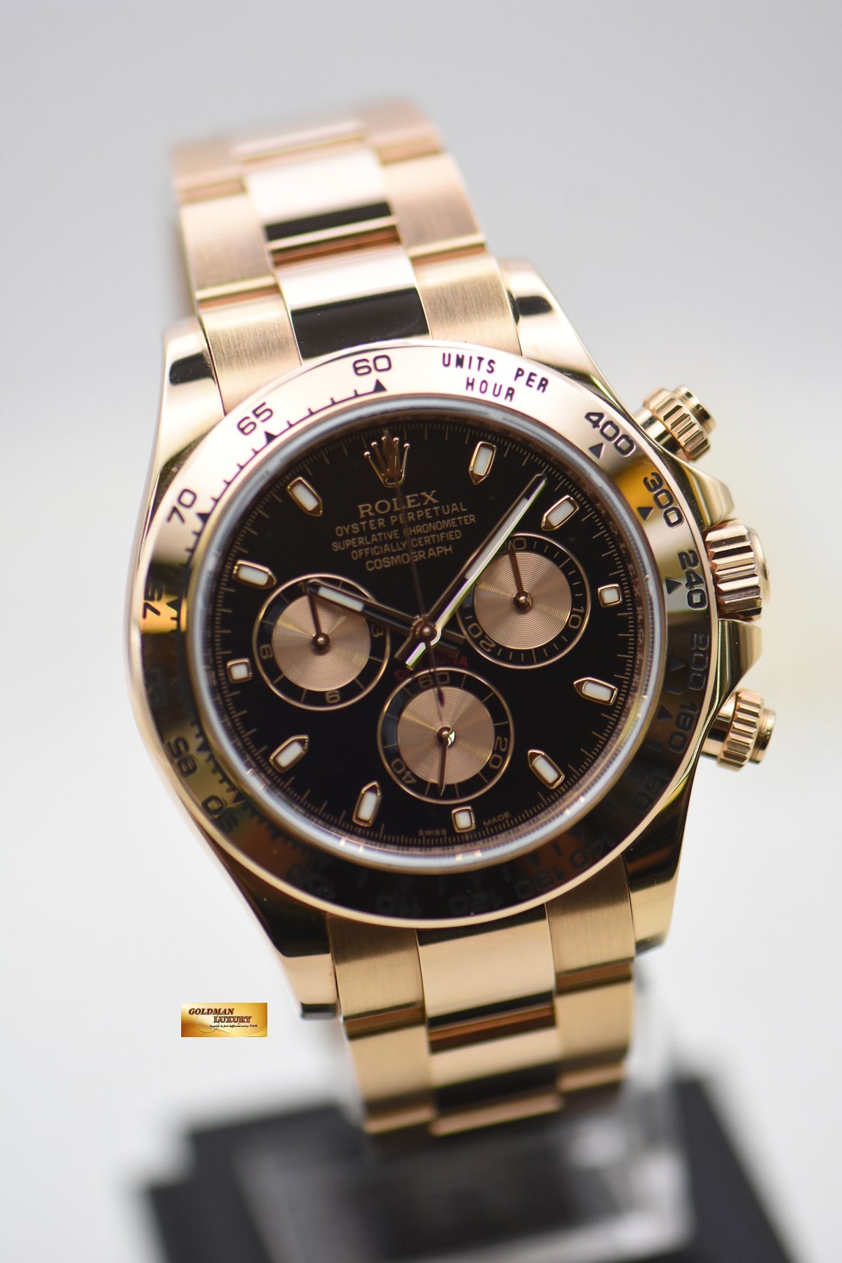 [SOLD] ROLEX OYSTER PERPETUAL DAYTONA EVEROSE GOLD IN BRACELET BLACK DIAL 116505 (LNIB-UNPOLISHED)