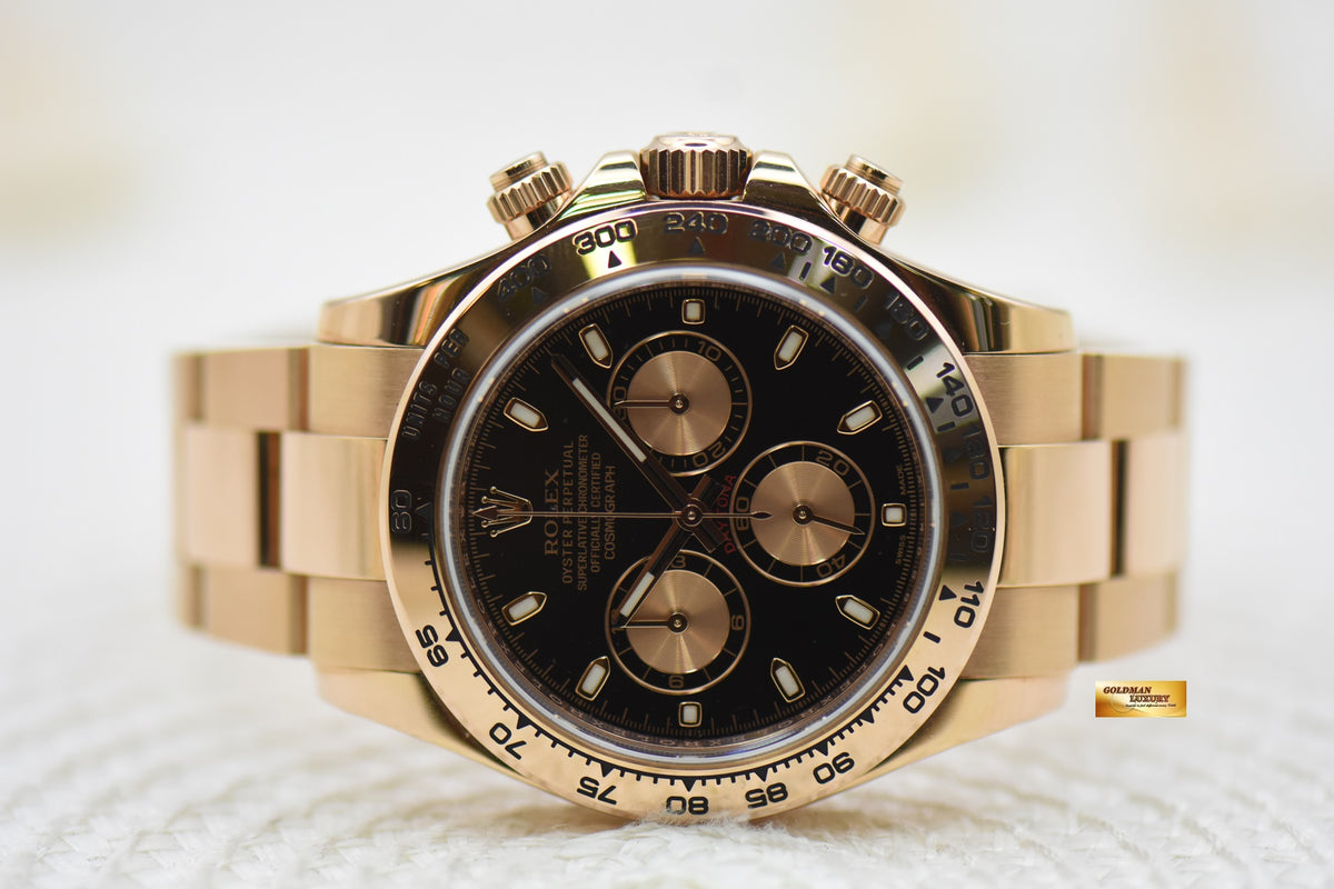 [SOLD] ROLEX OYSTER PERPETUAL DAYTONA EVEROSE GOLD IN BRACELET BLACK DIAL 116505 (LNIB-UNPOLISHED)