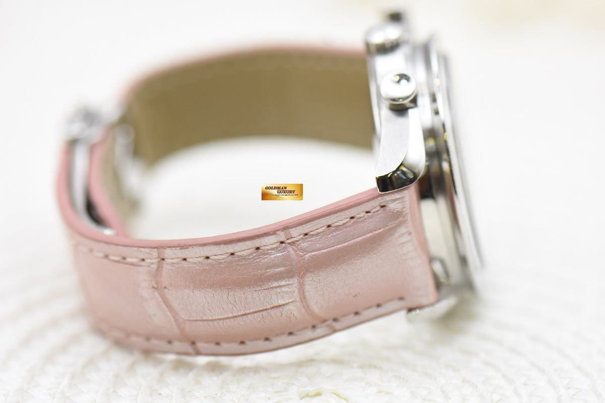 [SOLD] OMEGA SPEEDMASTER CHRONOGRAPH 37mm STEEL IN PINK LEATHER STRAP MOP DIAL 3834.74.34 (MINT)