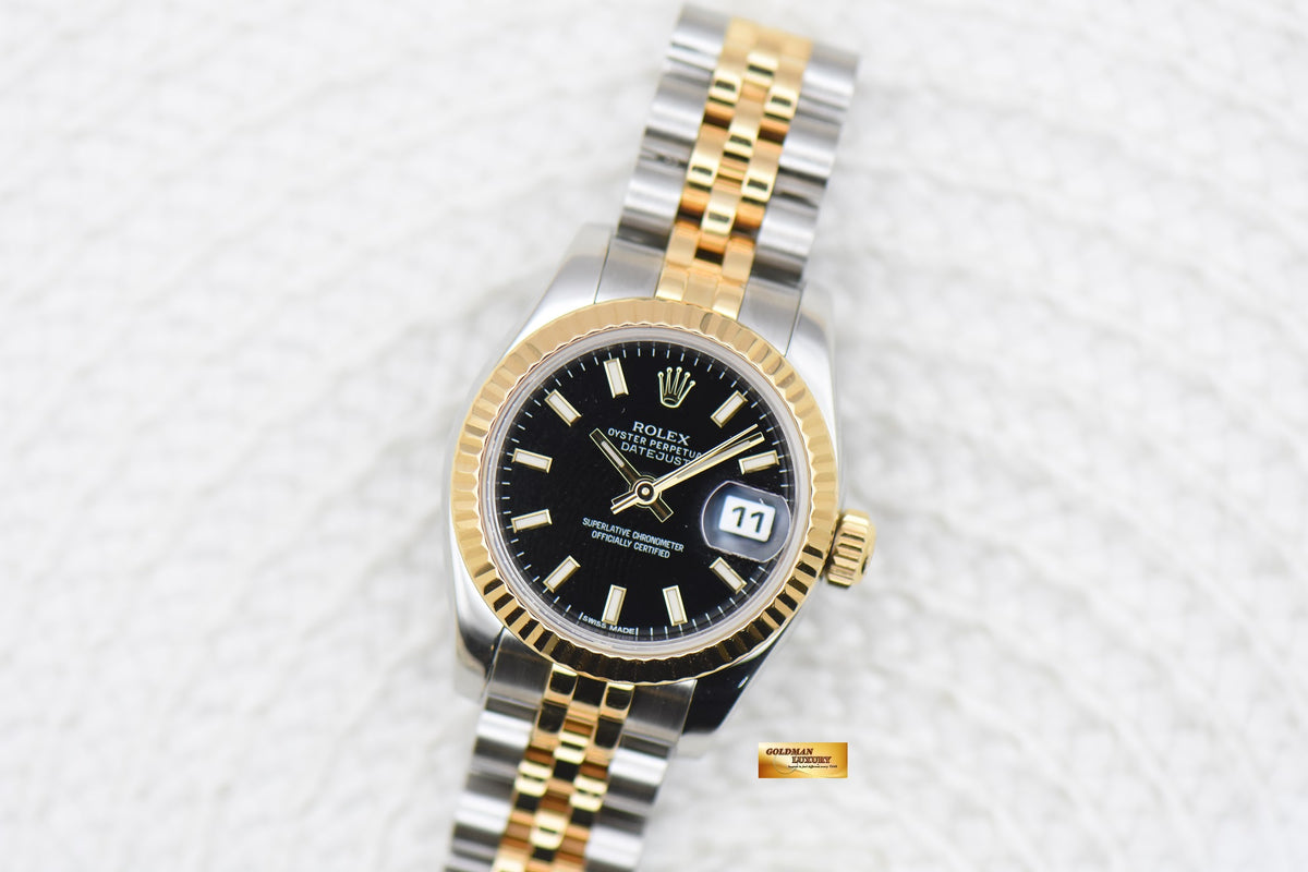 [SOLD] ROLEX OYSTER DATEJUST 26mm HALF GOLD IN JUBILEE BRACELET BLACK DIAL 179173 (MINT)