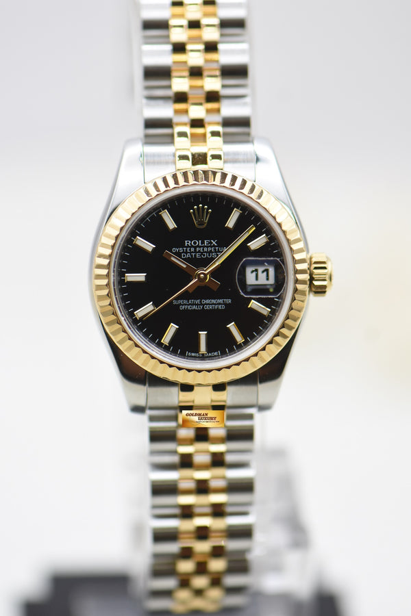 [SOLD] ROLEX OYSTER DATEJUST 26mm HALF GOLD IN JUBILEE BRACELET BLACK DIAL 179173 (MINT)