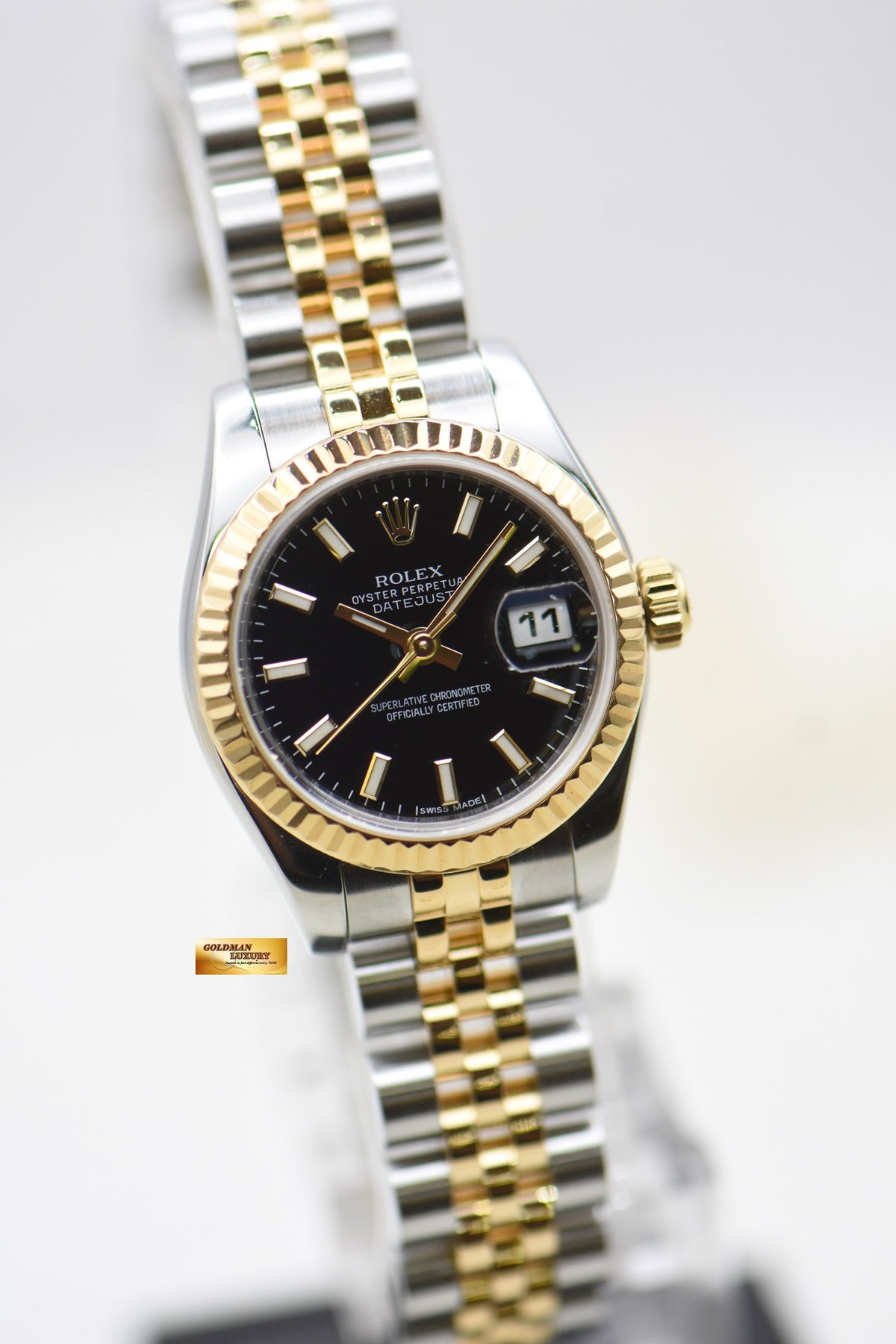 [SOLD] ROLEX OYSTER DATEJUST 26mm HALF GOLD IN JUBILEE BRACELET BLACK DIAL 179173 (MINT)