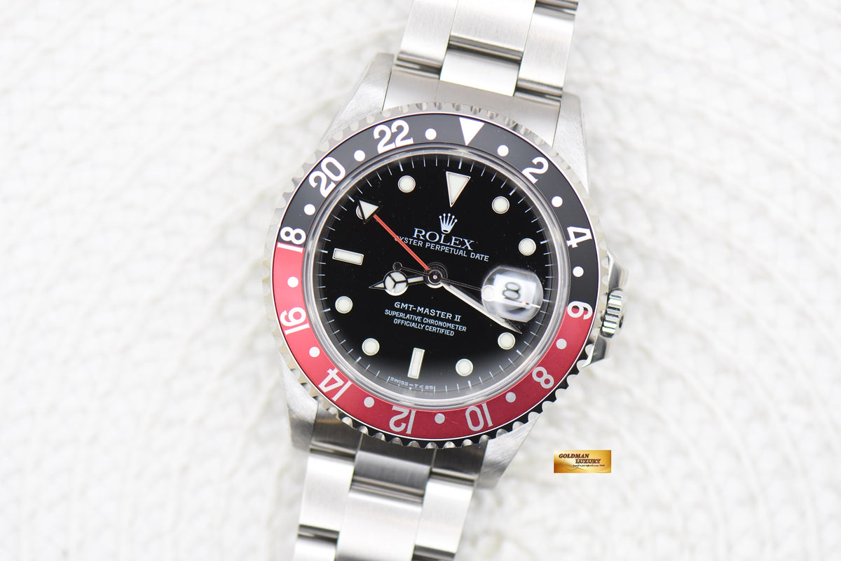 [SOLD] ROLEX OYSTER GMT-MASTER II 40mm STEEL RED/BLACK COKE BEZEL 16710 (MINT)