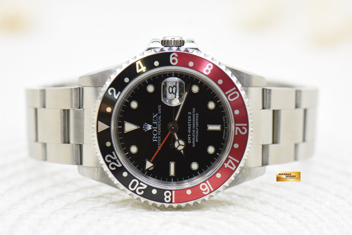 [SOLD] ROLEX OYSTER GMT-MASTER II 40mm STEEL RED/BLACK COKE BEZEL 16710 (MINT)