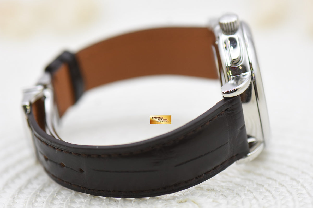 [SOLD] IWC PORTOFINO 41mm CHRONOGRAPH DAY-DATE STEEL IN LEATHER STRAP AUTOMATIC SILVER IW3783-02 (MINT)