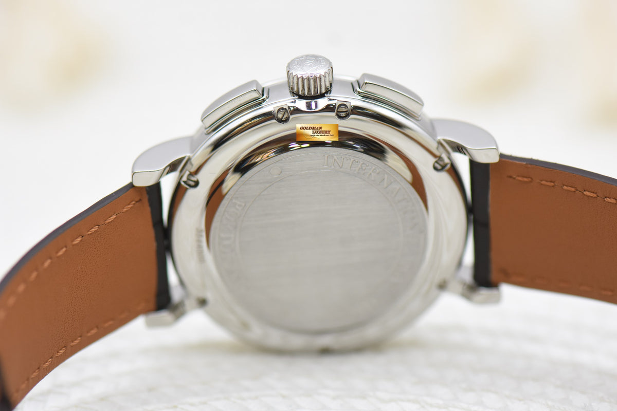 [SOLD] IWC PORTOFINO 41mm CHRONOGRAPH DAY-DATE STEEL IN LEATHER STRAP AUTOMATIC SILVER IW3783-02 (MINT)