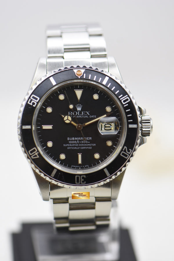 ROLEX OYSTER SUBMARINER 40mm STEEL IN OYSTER BRACELET BLACK TRITIUM DIAL TRANSITIONAL 16800 (VINTAGE)