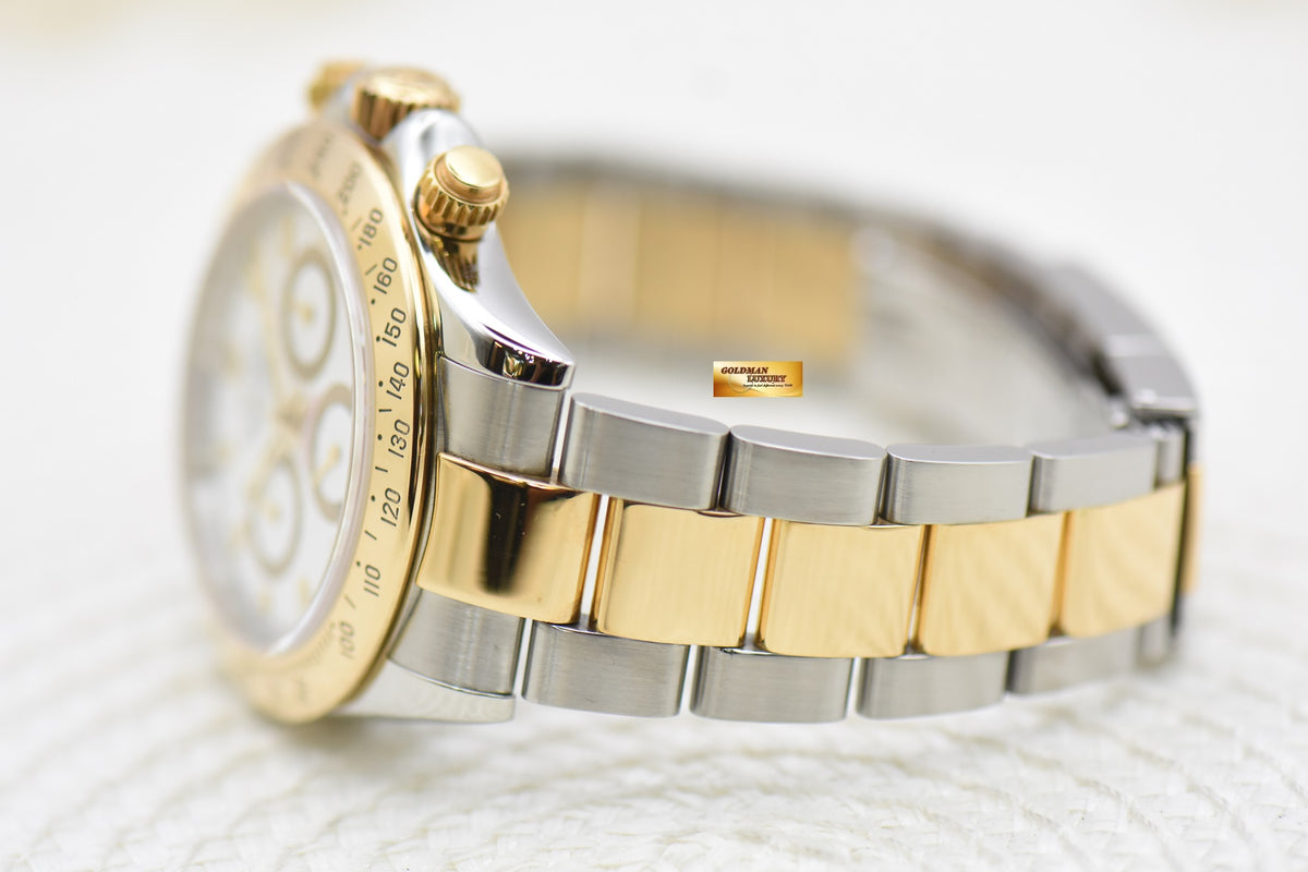 [SOLD] ROLEX OYSTER DAYTONA CHRONOGRAPH 40mm HALF-GOLD IN BRACELET WHITE DIAL 116523 (MINT)