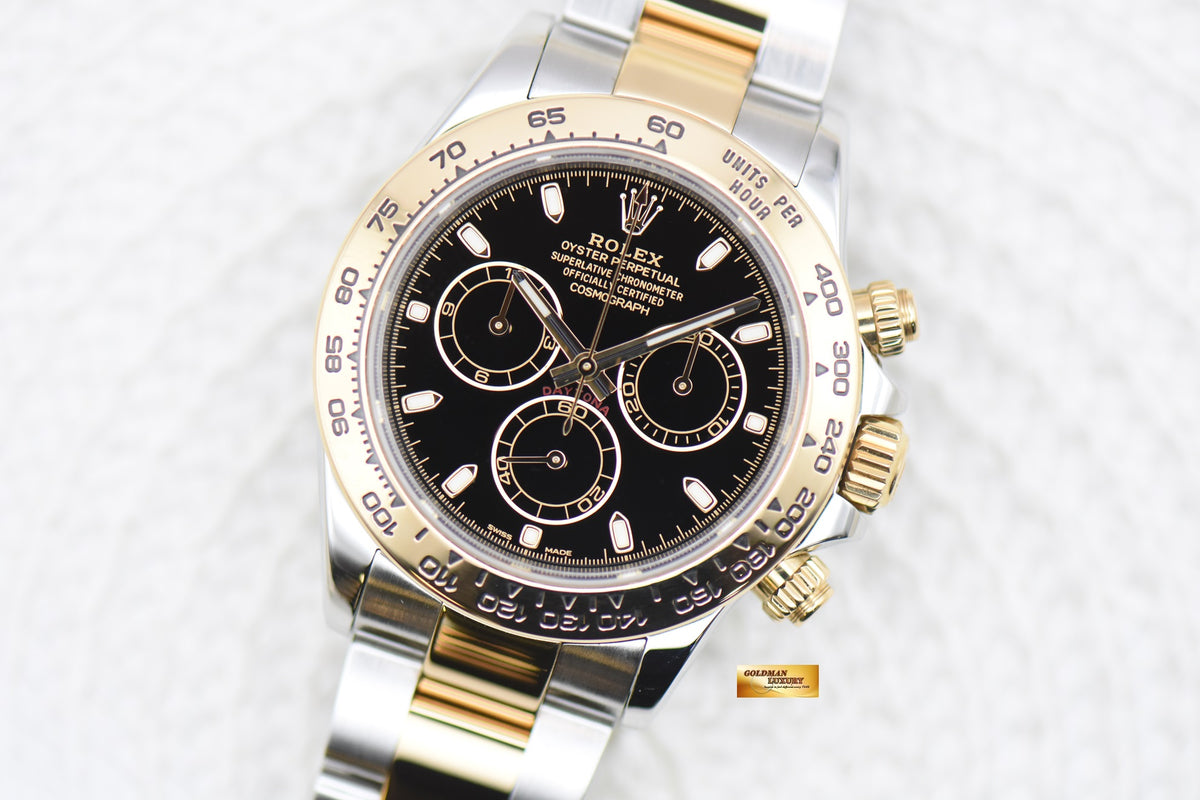 [SOLD] ROLEX OYSTER DAYTONA CHRONOGRAPH 40mm HALF-GOLD IN BRACELET BLACK DIAL 116503 (MINT)