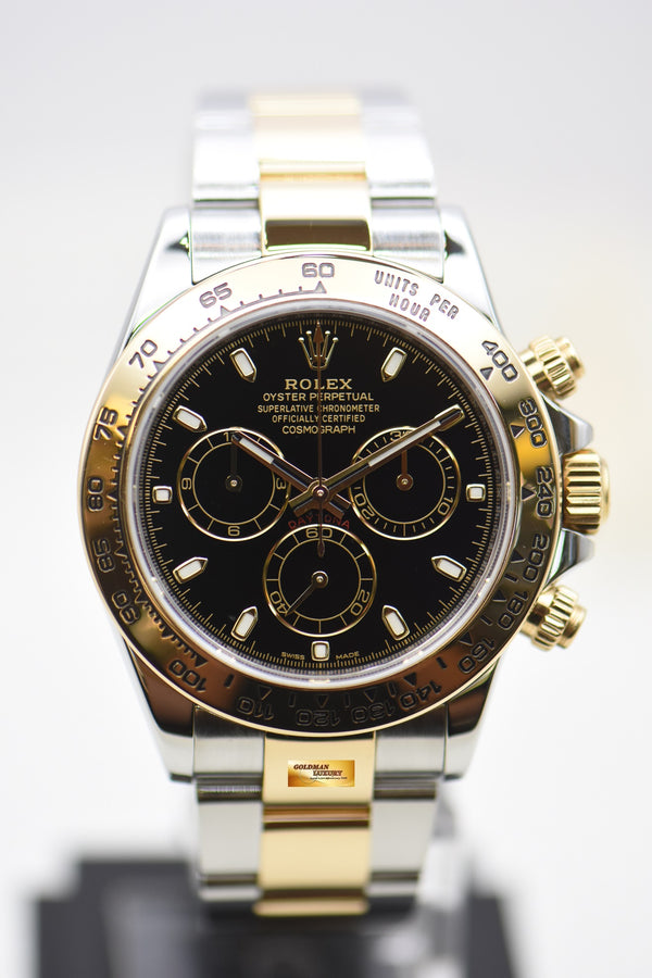 [SOLD] ROLEX OYSTER DAYTONA CHRONOGRAPH 40mm HALF-GOLD IN BRACELET BLACK DIAL 116503 (MINT)