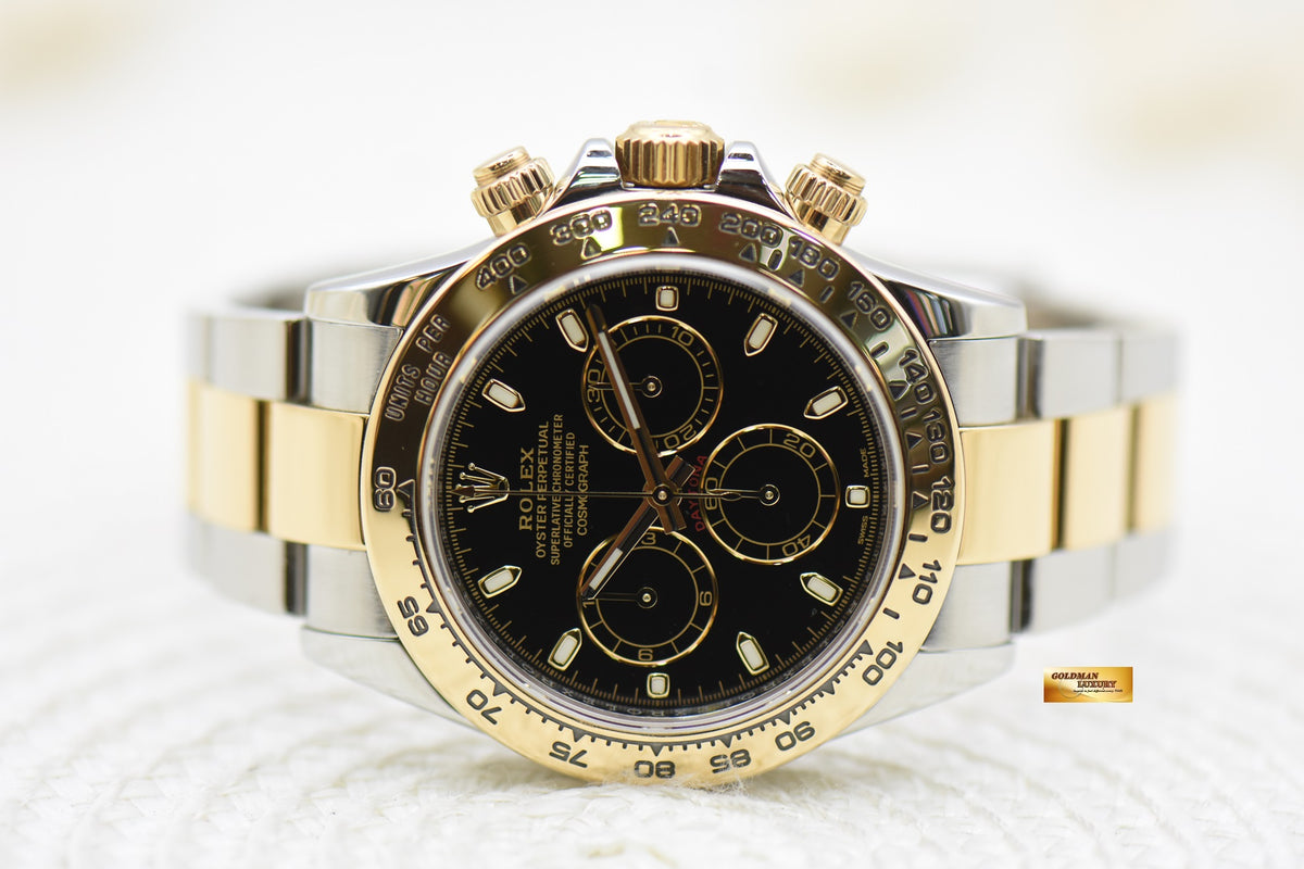 [SOLD] ROLEX OYSTER DAYTONA CHRONOGRAPH 40mm HALF-GOLD IN BRACELET BLACK DIAL 116503 (MINT)