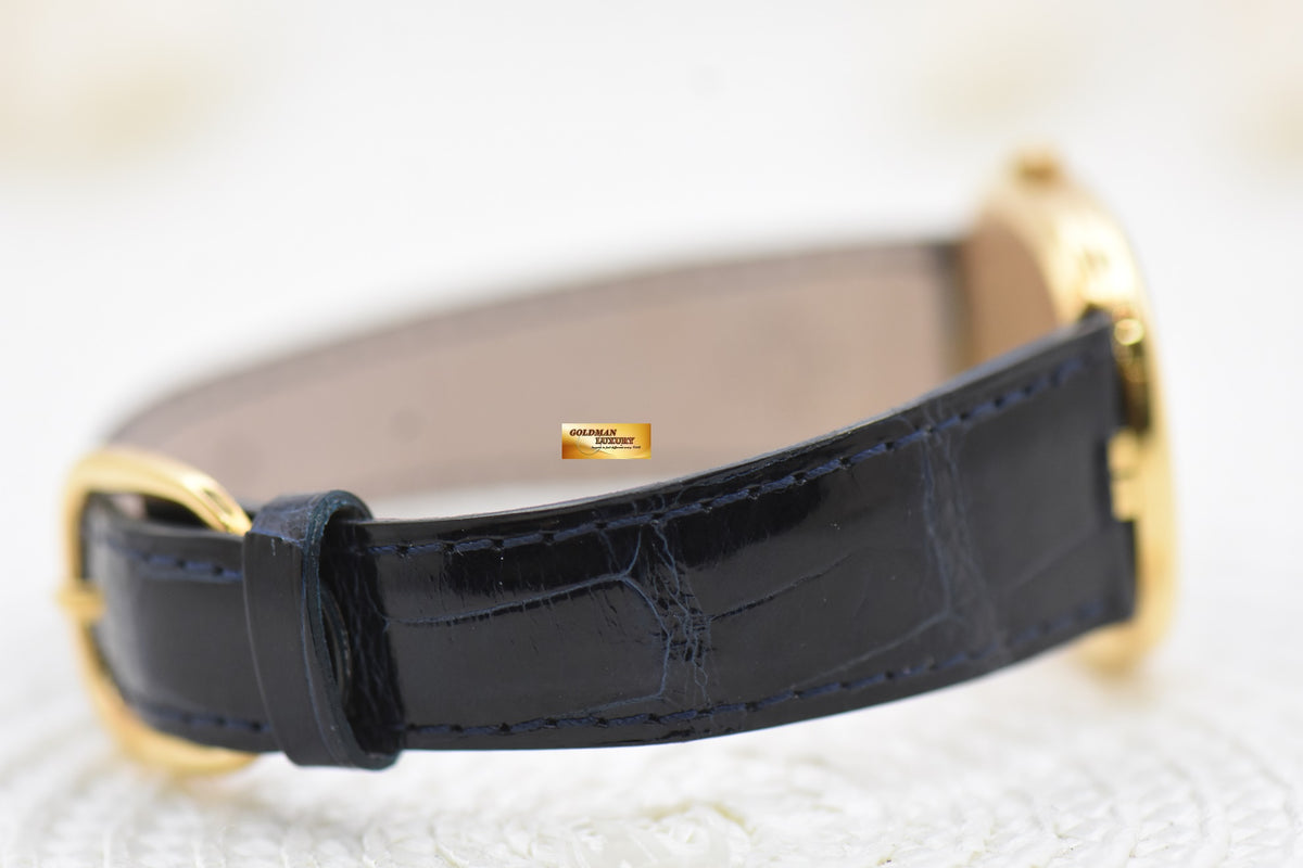 [SOLD] PATEK PHILIPPE GOLDEN ELLIPSE YELLOW GOLD IN LEATHER STRAP 30mm BLUE DIAL QUARTZ 3838J (LIKE NEW)