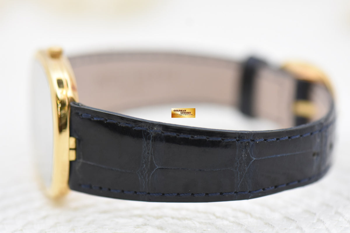 [SOLD] PATEK PHILIPPE GOLDEN ELLIPSE YELLOW GOLD IN LEATHER STRAP 30mm BLUE DIAL QUARTZ 3838J (LIKE NEW)