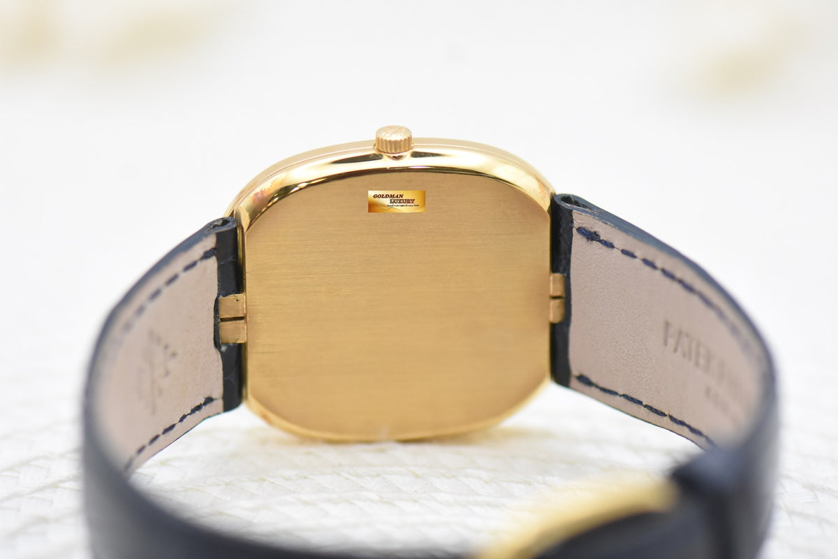 [SOLD] PATEK PHILIPPE GOLDEN ELLIPSE YELLOW GOLD IN LEATHER STRAP 30mm BLUE DIAL QUARTZ 3838J (LIKE NEW)