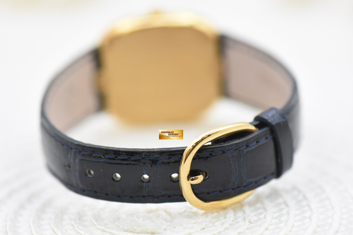 [SOLD] PATEK PHILIPPE GOLDEN ELLIPSE YELLOW GOLD IN LEATHER STRAP 30mm BLUE DIAL QUARTZ 3838J (LIKE NEW)