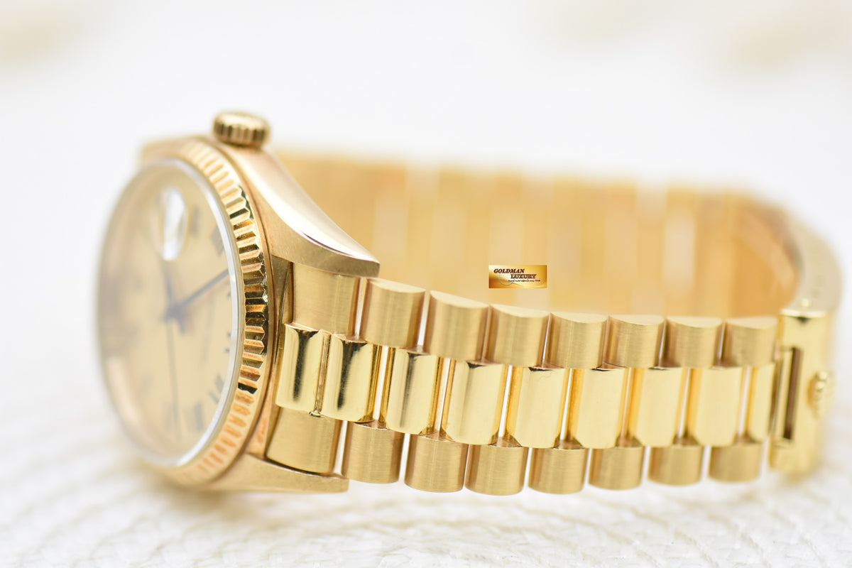 [SOLD] ROLEX OYSTER DATEJUST 36mm YELLOW GOLD IN  BRACELET GOLD BUCKLEY DIAL 16018 (QUICKSET-DATE) (VINTAGE)