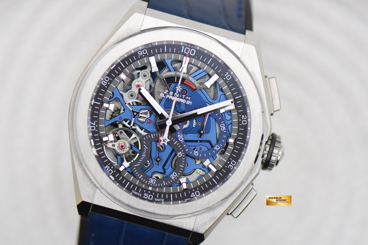 [SOLD] ZENITH DEFY EL PRIMERO 21 SKELETON DIAL TITANIUM IN LEATHER STRAP AUTOMATIC 95.9002.9004 (LNIB)