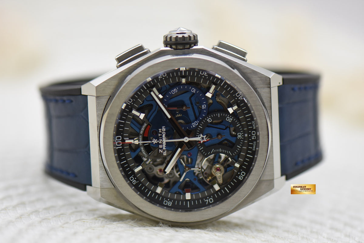 [SOLD] ZENITH DEFY EL PRIMERO 21 SKELETON DIAL TITANIUM IN LEATHER STRAP AUTOMATIC 95.9002.9004 (LNIB)