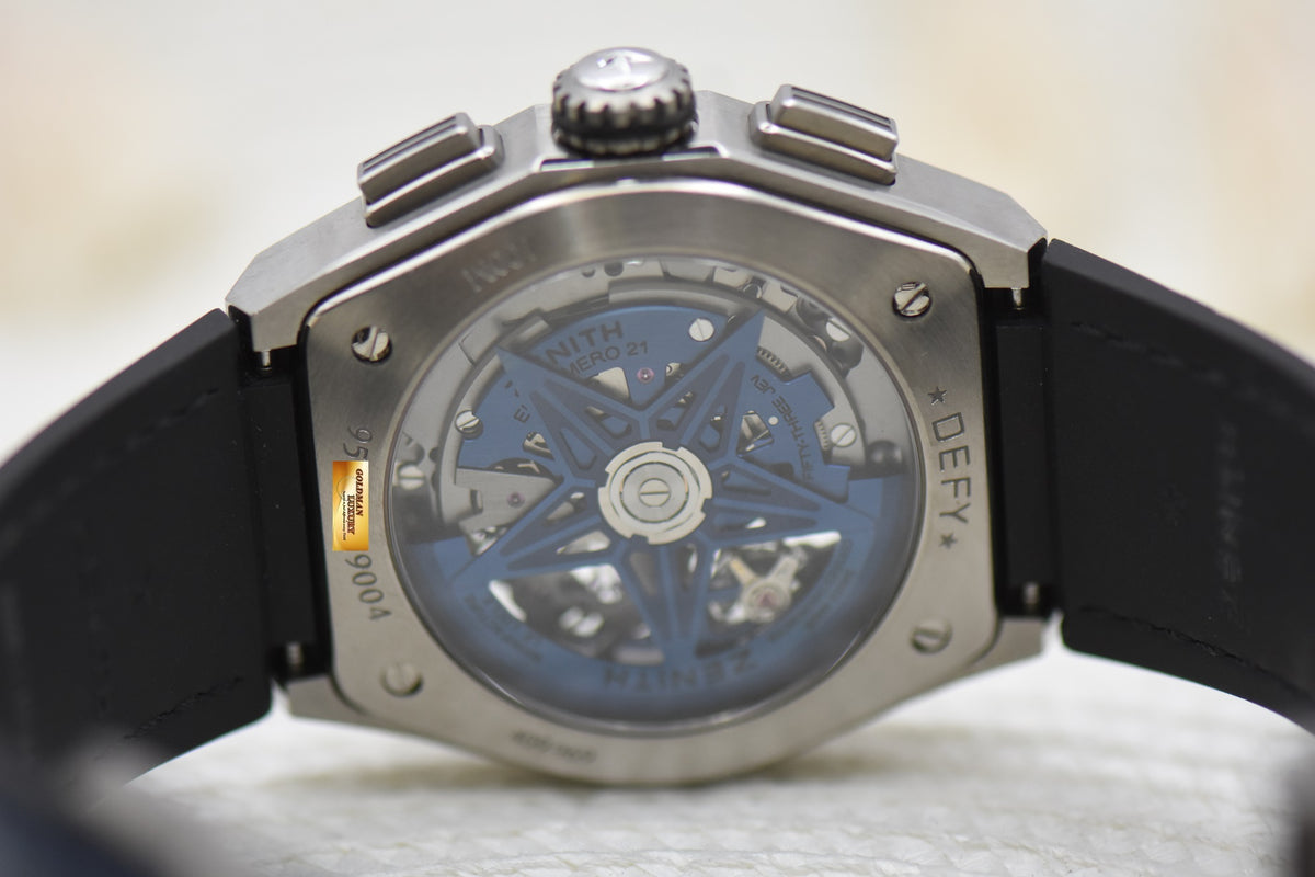 [SOLD] ZENITH DEFY EL PRIMERO 21 SKELETON DIAL TITANIUM IN LEATHER STRAP AUTOMATIC 95.9002.9004 (LNIB)
