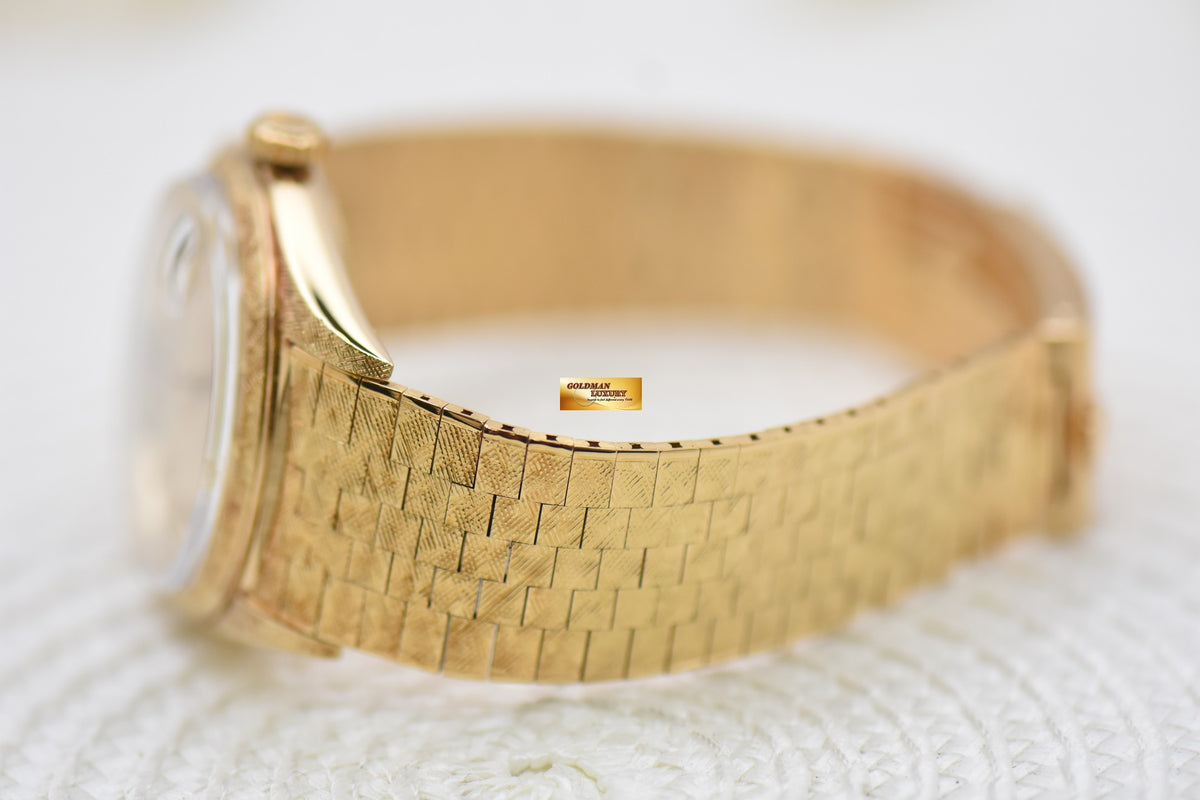 [SOLD] ROLEX OYSTER DATEJUST 36mm FLORENTINE YELLOW GOLD IN BRACELET GOLD DIAL 1602 (VINTAGE)