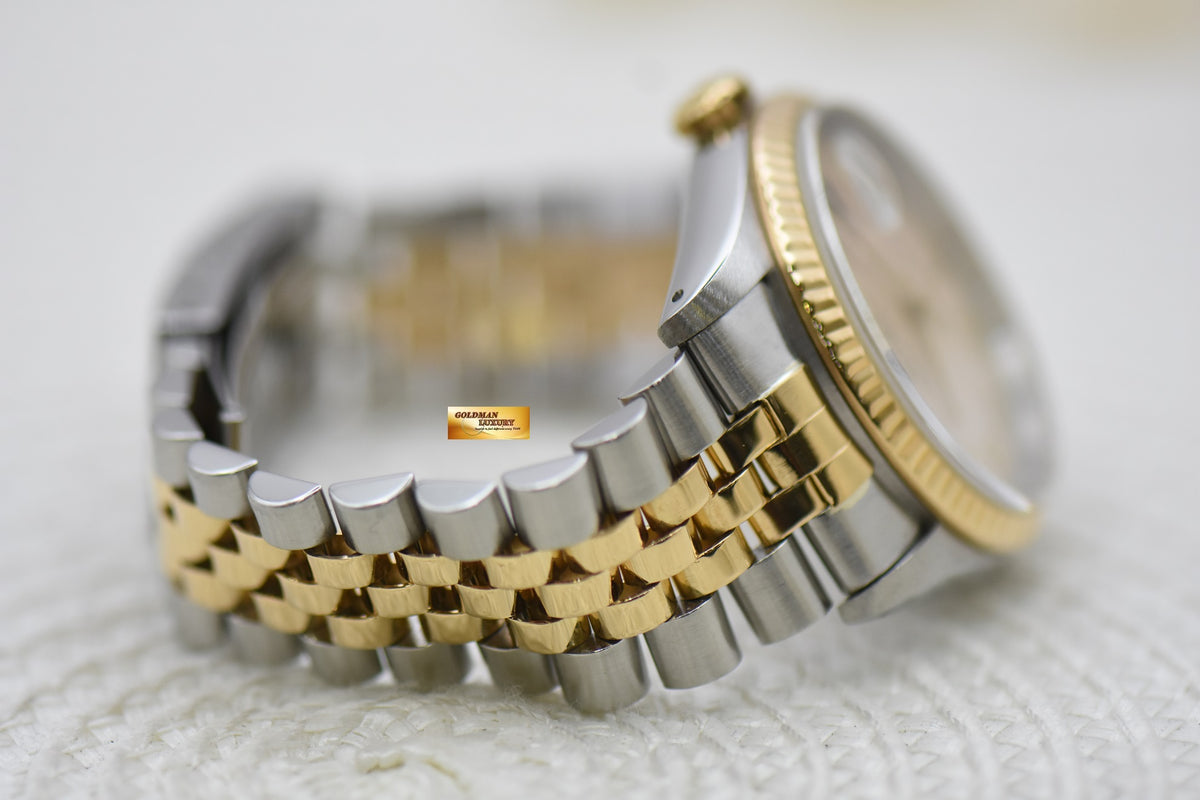 [SOLD] ROLEX OYSTER DATEJUST 36mm HALF-GOLD IN JUBILEE BRACELET SALMON ROMAN DIAL 16233 (MINT)