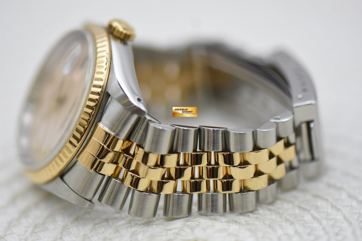 [SOLD] ROLEX OYSTER DATEJUST 36mm HALF-GOLD IN JUBILEE BRACELET SALMON ROMAN DIAL 16233 (MINT)