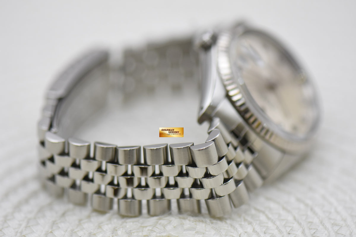 [SOLD] ROLEX OYSTER DATEJUST 36mm STEEL IN JUBILEE BRACELET DIAMOND SILVER DIAL 16014 (MINT)