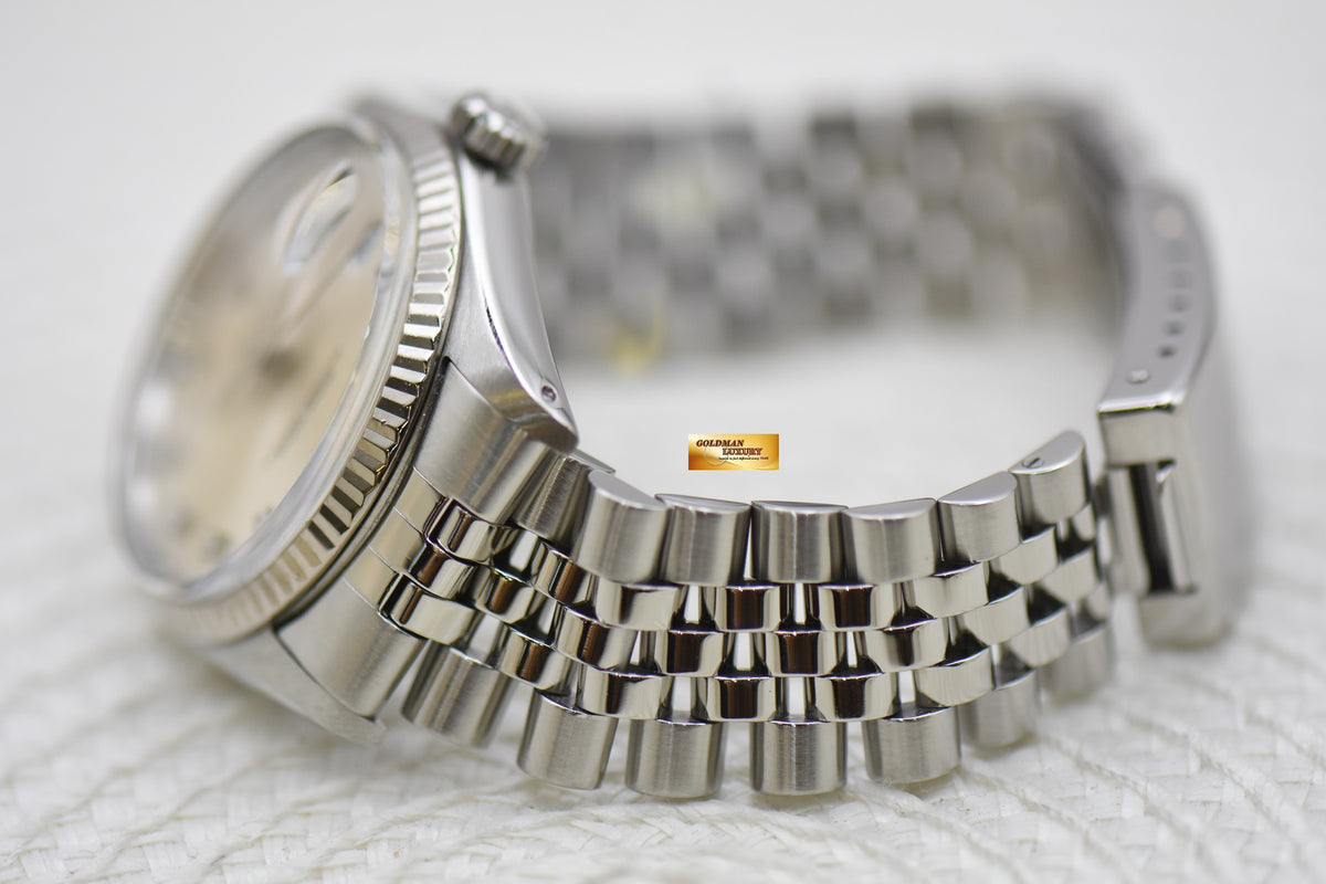[SOLD] ROLEX OYSTER DATEJUST 36mm STEEL IN JUBILEE BRACELET DIAMOND SILVER DIAL 16014 (MINT)