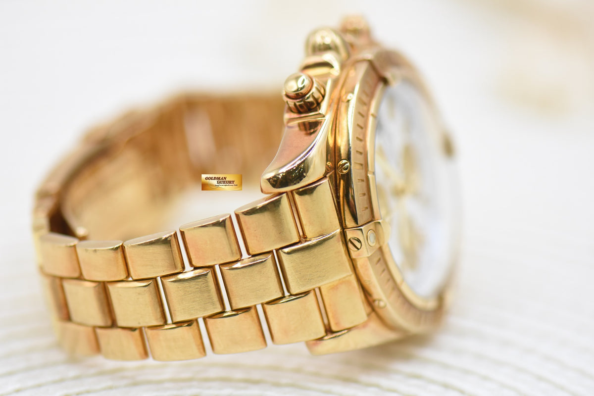 [SOLD] BREITLING CHRONOMAT EVOLUTION 44mm YELLOW GOLD IN BRACELET / LEATHER STRAP MOP DIAL AUTOMATIC K13356 (MINT)