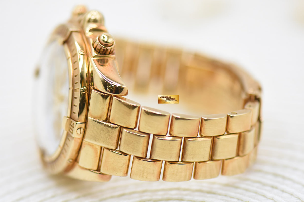 [SOLD] BREITLING CHRONOMAT EVOLUTION 44mm YELLOW GOLD IN BRACELET / LEATHER STRAP MOP DIAL AUTOMATIC K13356 (MINT)