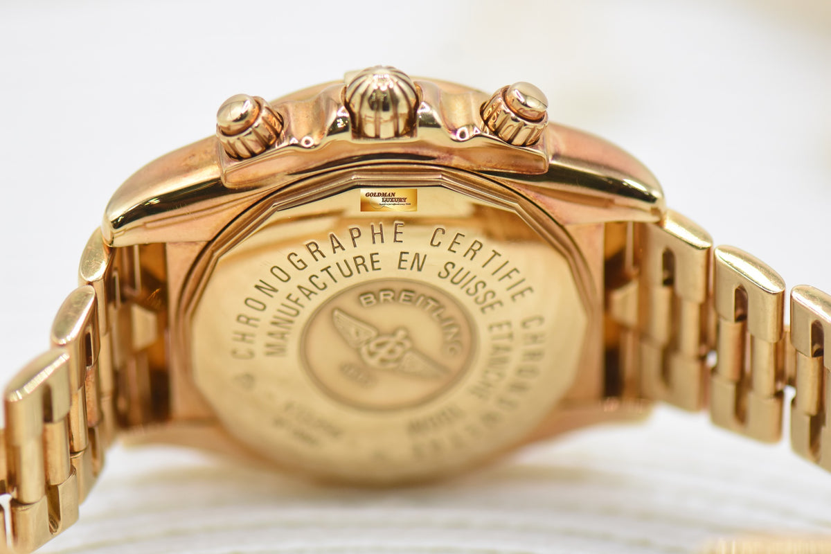 [SOLD] BREITLING CHRONOMAT EVOLUTION 44mm YELLOW GOLD IN BRACELET / LEATHER STRAP MOP DIAL AUTOMATIC K13356 (MINT)