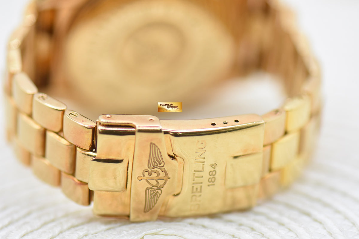[SOLD] BREITLING CHRONOMAT EVOLUTION 44mm YELLOW GOLD IN BRACELET / LEATHER STRAP MOP DIAL AUTOMATIC K13356 (MINT)