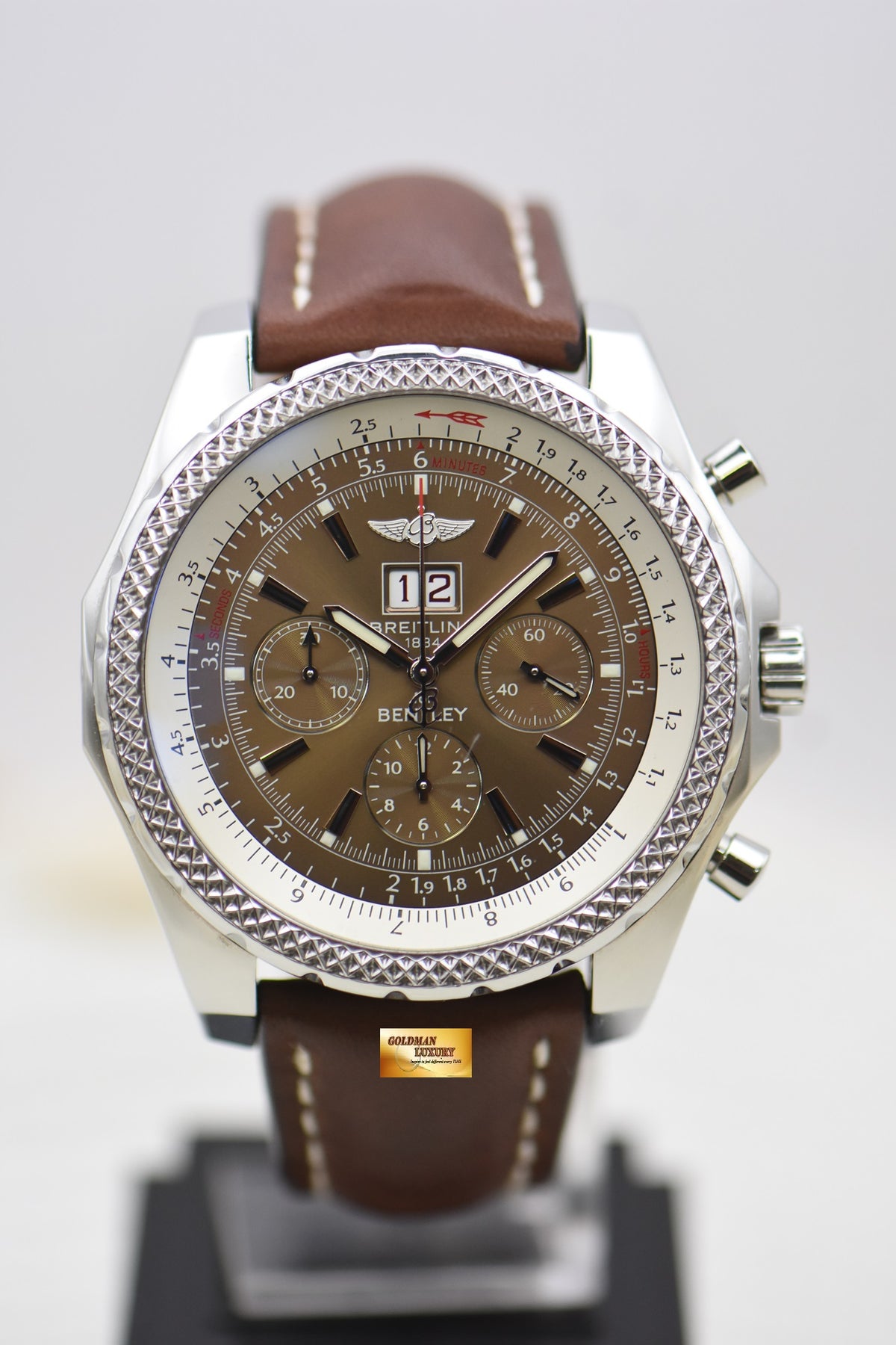 [SOLD] BREITLING BENTLEY 6.75 CHRONOGRAPH 48.7mm STEEL LEATHER STRAP AUTOMATIC BRONZE DIAL A44362 (MINT)